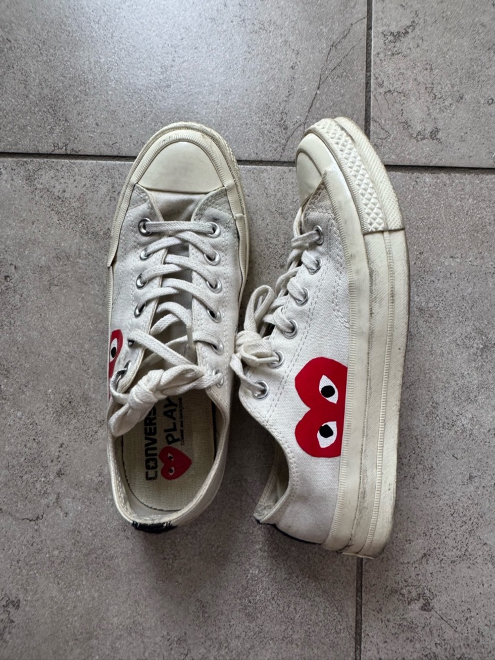 Converse PLAY Commes des Garcon Red Heart Low-Top Kids Sneakers W8 M6